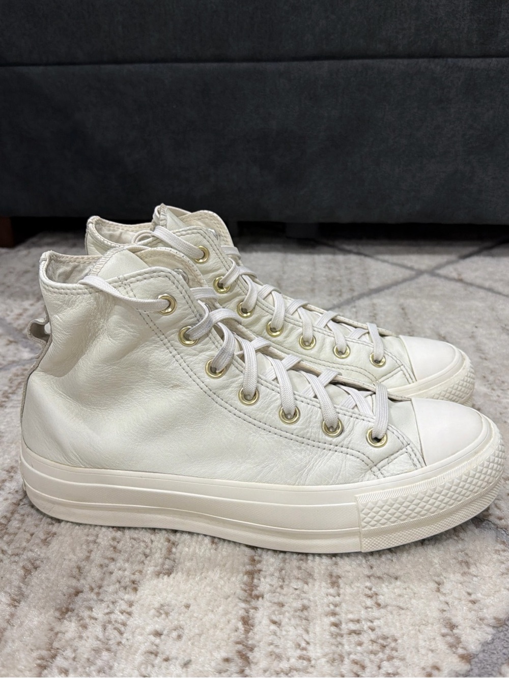Converse Chuck Taylor All Star Lift Platform High Egret Leather Women's Size 9